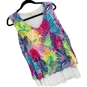 Hailey Lyn Tropical Tunic Top Rainbow Beachy Coastal  Layered Boho Womens 2X